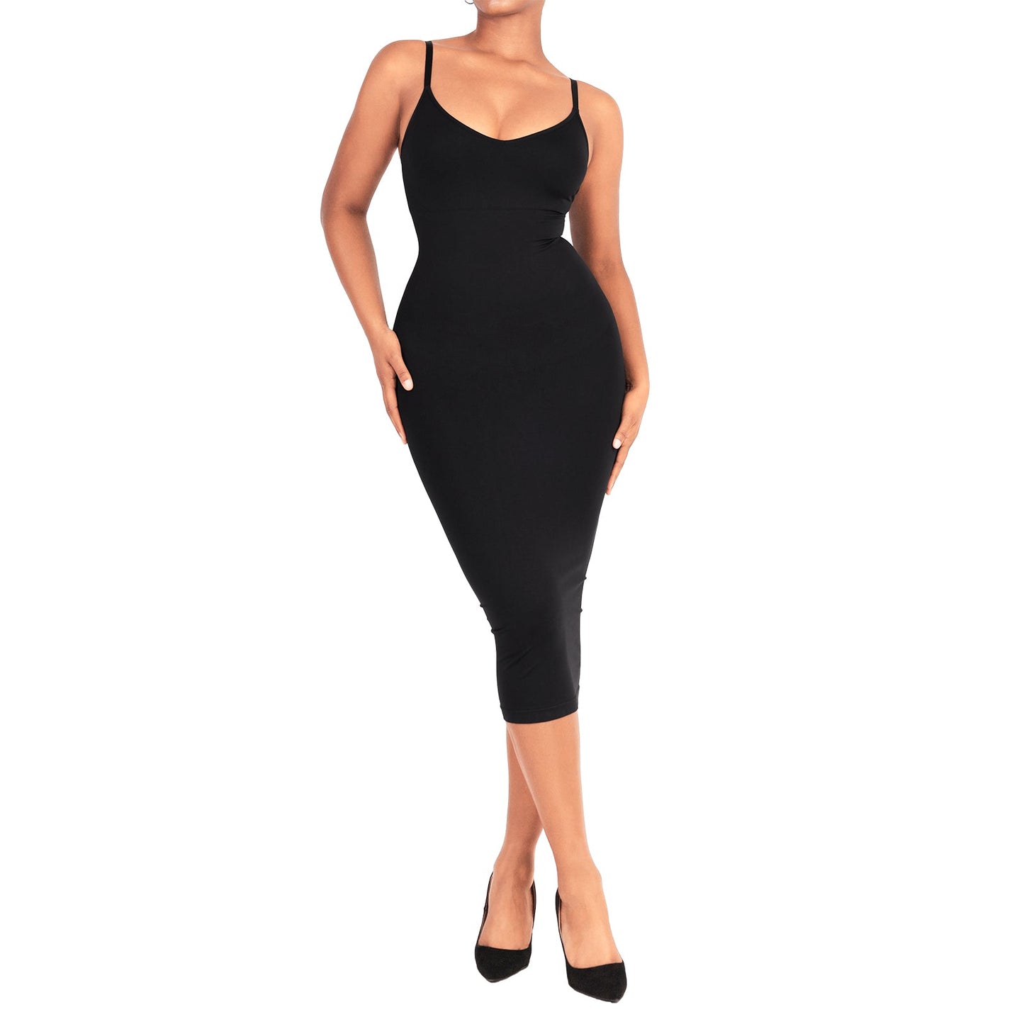 Grace shaping dress with spaghetti straps and V-neck