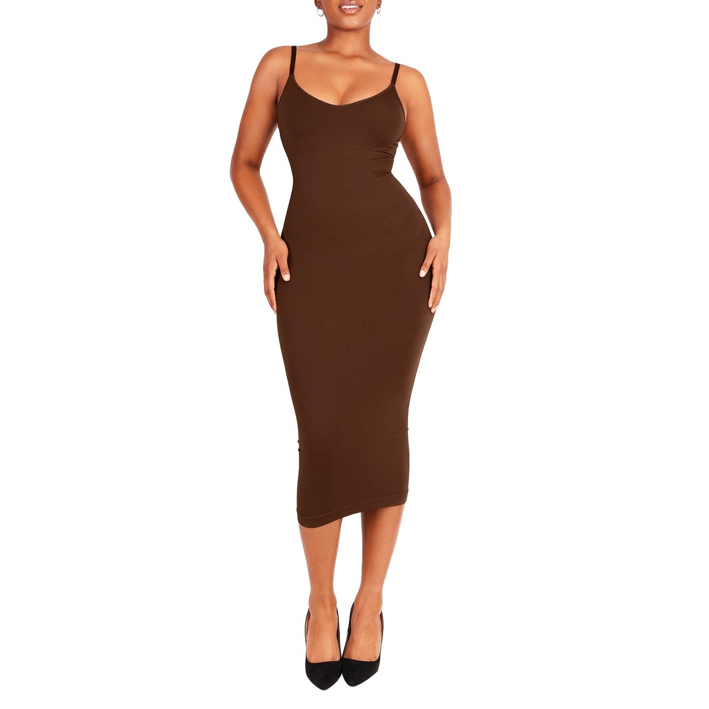 Grace shaping dress with spaghetti straps and V-neck