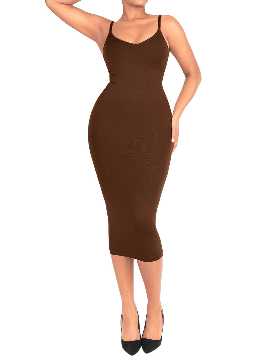Grace shaping dress with spaghetti straps and V-neck