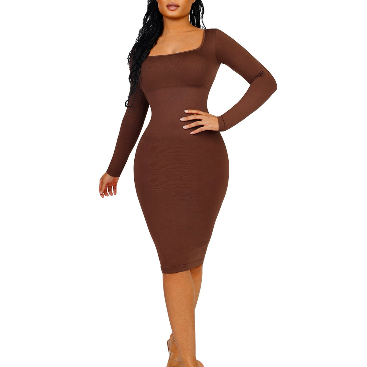 Serena Square Neck Long Sleeve Dress