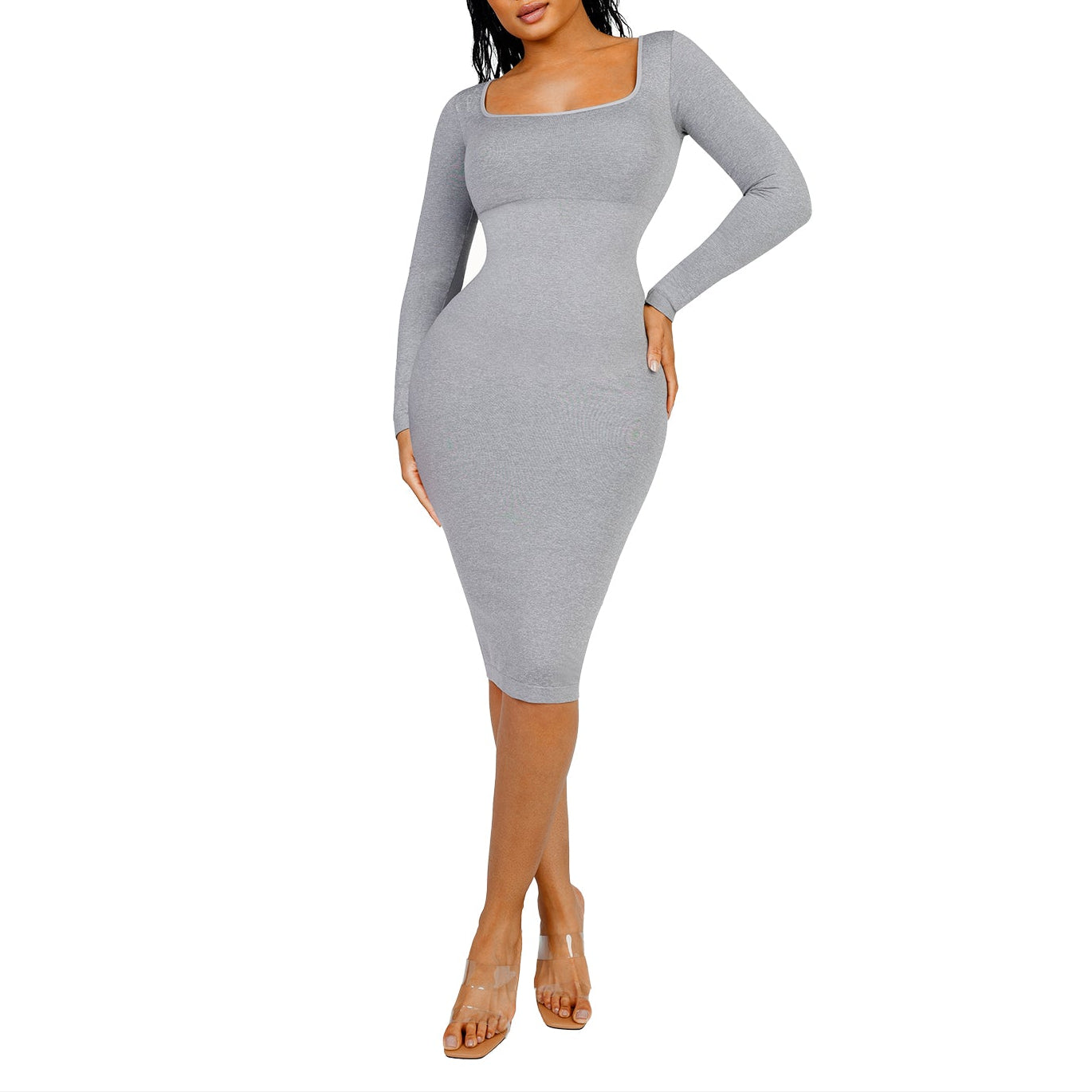 Serena Square Neck Long Sleeve Dress
