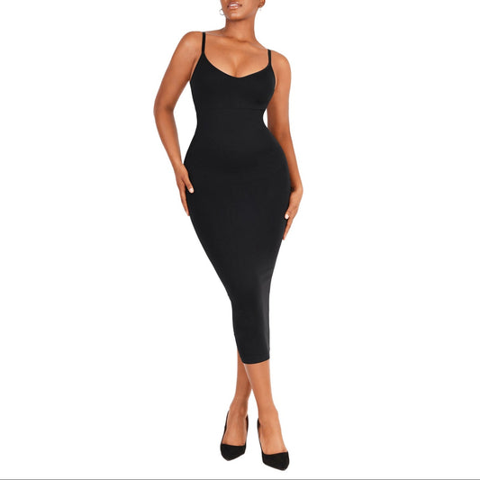 Grace shaping dress with spaghetti straps and V-neck